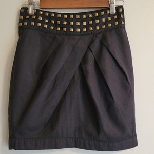 Double Zero Black Mini Skirt with Metal Studs, Medium